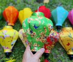 Flower Silk Lanterns 22cm: Vietnamese Lanterns Decor, Set of 8
