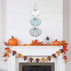 Fall Door Decor White Blue Pumpkin Wall Decor Wooden Front Door Hanger Sign f…