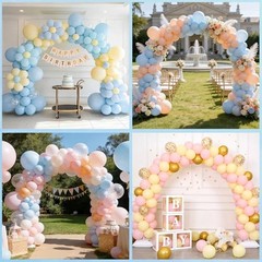 Balloon Arch Kit, 7.4FT High&10FT Wide Adjustable Glass Fiber Balloon White