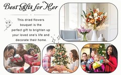 17″ Dried Flower Bouquets, Natural Dried Flowers with Dried