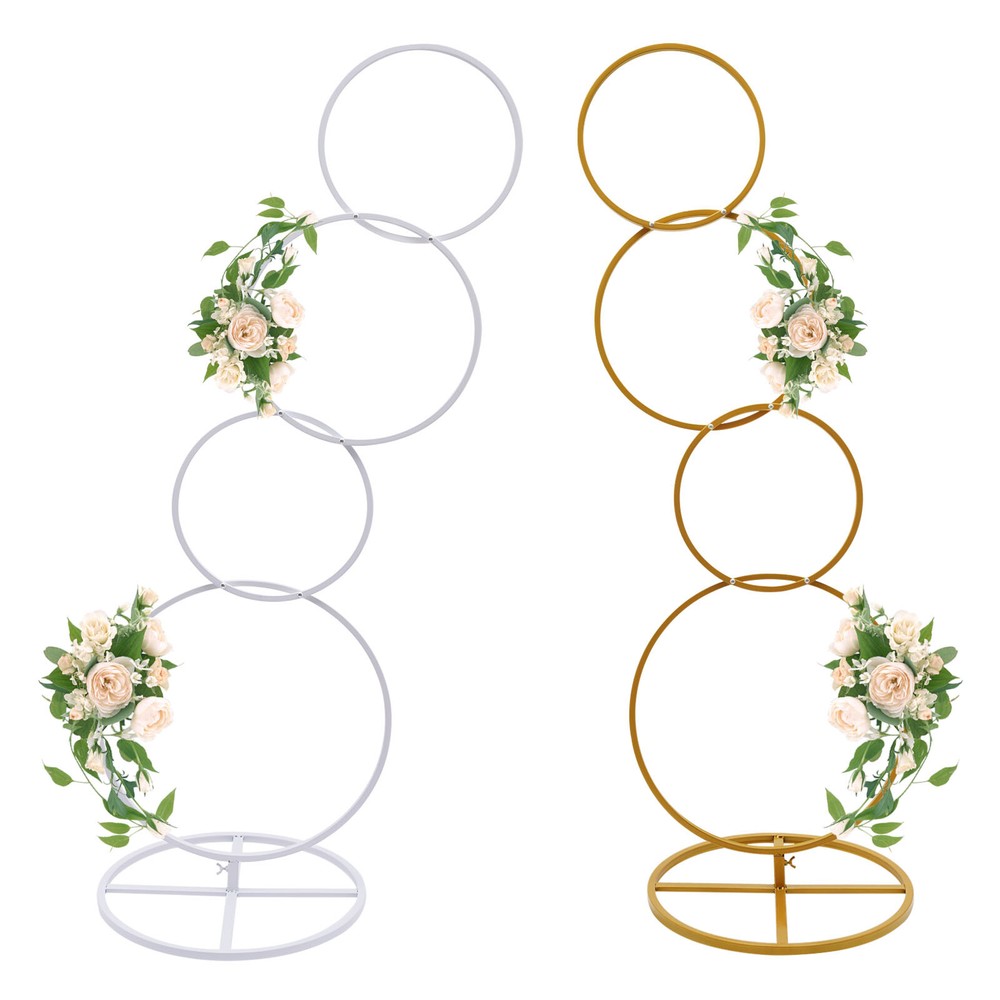 Wedding Backdrop Stand(Circle and Square), Detachable 4 Tier Flower Arch Frame