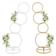 Wedding Backdrop Stand(Circle and Square), Detachable 4 Tier Flower Arch Frame