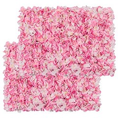Artificial Flower Wall Panels 24” x 16” 3D Silk Hydrangea Floral 2pcs Pink