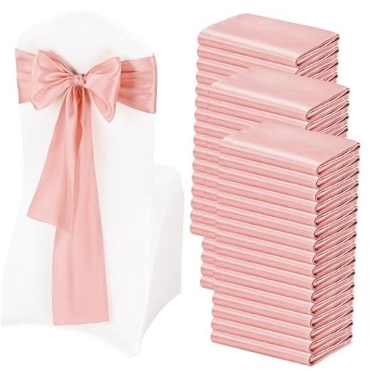 100 Pcs Satin Chair Sashes Ties, 7×108inch | Satin Chair Sashes Bows Rose Gold