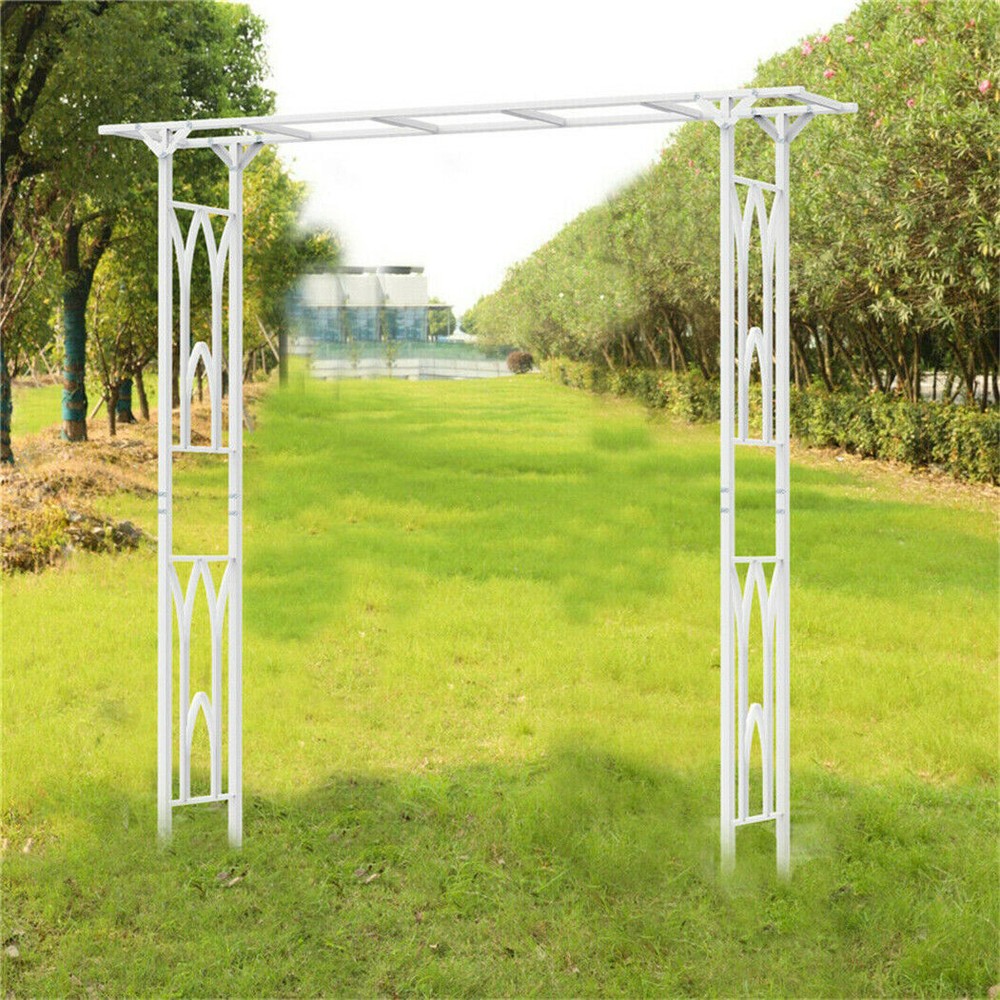 2M Heavy Duty Metal Wedding Rose Arch Garden Arbor for Climbing Plant Backyard