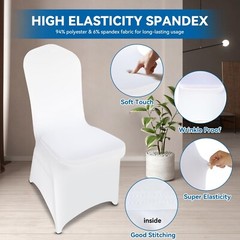100 Pieces White Chair Covers – Versatile Stretch Polyester Spandex Dining Ch…
