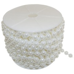 20 Yards Stringed Faux Pearls Large 10mm Shiny White Beads Garland 60 Foot Spool