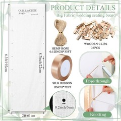 Wedding Seating Chart Board Display 76″x24″ Linen Fabric Wedding Seating Char…