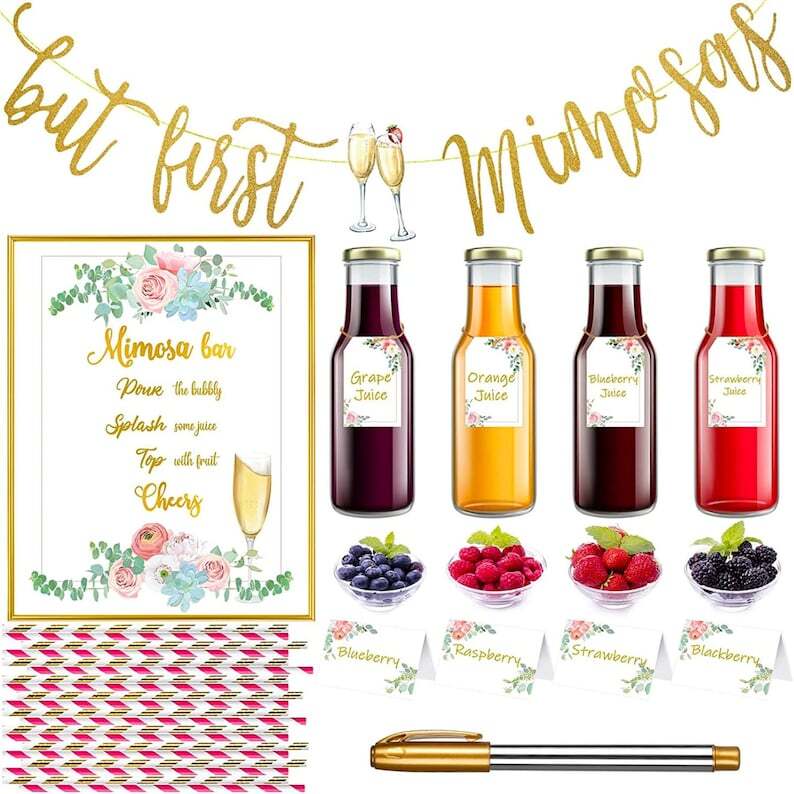 Mimosa Bar Decor Kit Package Mimosa Bar Signage for Bridal Brunch Bachelorette