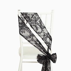 5 BLACK Embroidered Sequin CHAIR SASHES Party Events Decorations Supplies