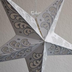 24″ Silver Wave Glitter Paper Star Lantern, Hanging