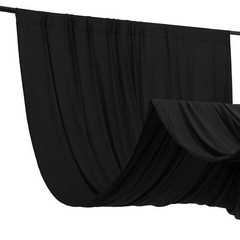 5 ft x 10 ft BLACK 4-Way Stretch Spandex Divider Backdrop Curtain Party Wedding
