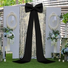 Giant 118×28 Inch Wall Bow Decoration – Black Satin