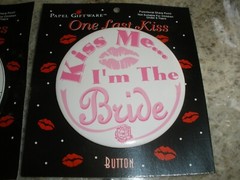 Set of 2 NEW Papel Giftware 3.5″ Buttons Kiss Me I’m the Groom….Bride