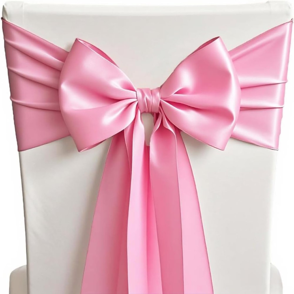 50 Pink Chair Sashes Satin Bows for Wedding Birthday Party 50,