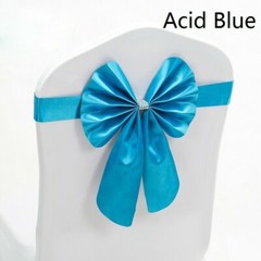 10X Chair Sash Bow Satin Bowknot Solid Slider Seat Band Wedding Party Decor Kits