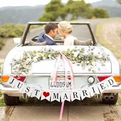 JUST Married Wedding Banner Set, Wedding Decorations for Reception, Bridal Showe