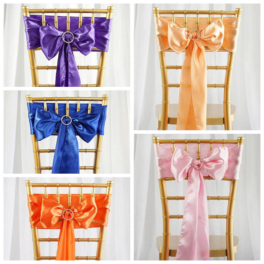 75 New Satin Chair Sash Bows Ties Wedding Party Decorations FREE Shipping SALE