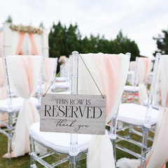 3 PCS Reserved Row Signs, Hanging Wooden Wedding Reserved Signs for Weddings, Sp