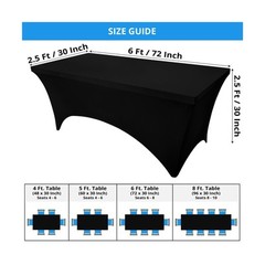 Utopia Kitchen Spandex Tablecloth 2 Pack [6FT, Black] Tight, Fitted, Washable…