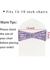 Sequin Chair Sashes Spandex 50 Pk Sequin Stretch with Buckle Chair Band Lavender