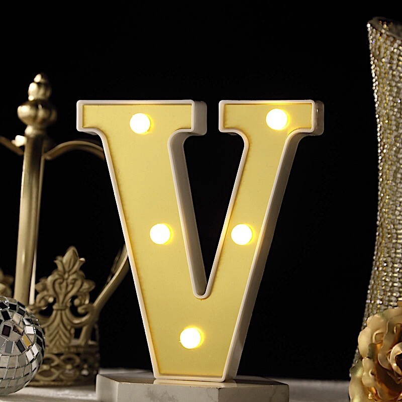 6″ tall GOLD V LED Lighted Marquee Letters Sign Party Wedding Events Decorations