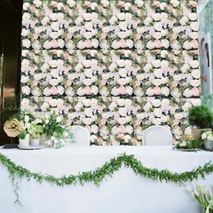 6Pcs Flower Wall Panel Rose Flower Backdrop Silk Fabric Floral Wall Mat 60x40cm