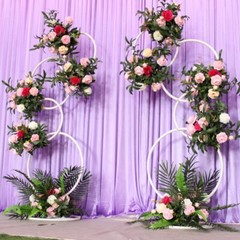 2pcs A set Round Wedding Arch Backdrop Rings Loops Flower Balloon Lawn R G1N