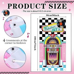 VitalCozy 71 x 35 Inch 1950s Party Decorations Retro 50s Fabric Door Cover 50…