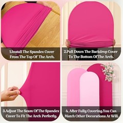 Set of 3 Arch Backdrop Covers(6ft, 5ft, 6FT,5FT,4FT Light Pink+Pink+Hot Pink