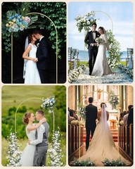 Metal Wedding Arch Backdrop Stand Set of 2 – 7.2FT & 6FT Gold Balloon Frame for