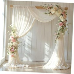 Wedding Arch Draping Fabric,1 Panel (1 Panel )6 Yards/18ft Beige Drapes Curtain
