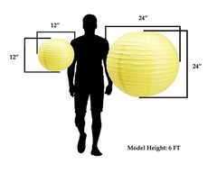 Mudra Crafts 12 Inch Round Chinese Yellow Paper Lanterns Hanging Decor | 10 P…