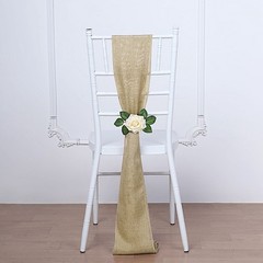 5 pcs NATURAL 6″ x 108″ Faux Burlap Chair Sashes Wedding Decorations