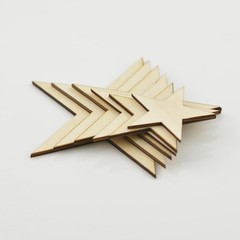 Wooden Star Shaped DIY Christmas Tree Decor Ornaments Beige 20 x 20mm 100pcs