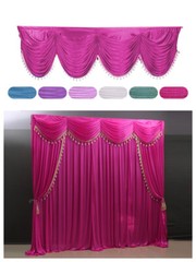1-6M Long Ice Faux Silk Swag Drape Panel Valance W/Tassel Veil Wedding Stage DIY