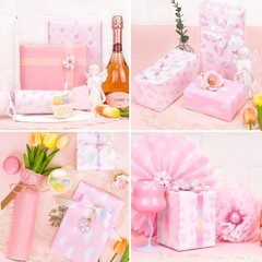 Larcenciel Tissue Paper, 50 Pcs Baby Feet Print Pink Paper for pink