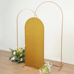 5 ft GOLD Metallic Fitted Spandex Round Top Arch STAND COVER Party Events