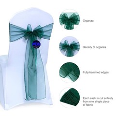 MDS Pack of 100 PCS Organza Chair Sashes Wider Dining Chair Bows Ribbon Tie B…