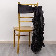 5 BLACK Curly Willow Chiffon Satin CHAIR SASHES Party Event Decorations Supplies