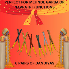 Shaadi Walay | Mehndi Dandiya Sticks | Pack of 6 Pairs | 16″ | Indian Wedding