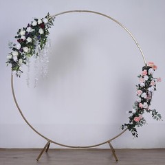 GOLD 7.5 ft Round Metal Wreath Arch Backdrop Stand Wedding Events Decorations