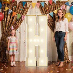 4FT Marquee Letters H Sign,Large Light Up Numbers Party Decoration – Hook and…