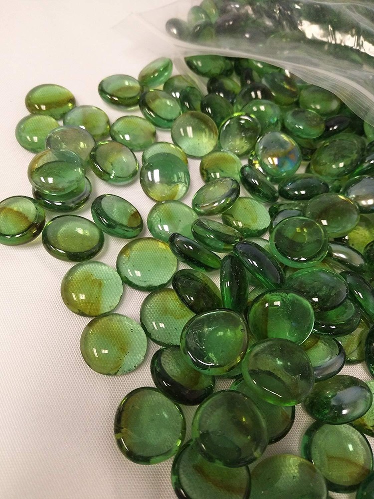30 Lb. Flat Glass Marbles/Pebbles for Vase Filler Etc (Green, 0.65″ ~2700 PCs)