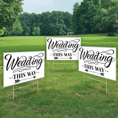 Wedding Direction Arrow Signs 3 Packs Wedding This Way Sign Double Sided Printed
