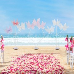 Giant 3-head Artificial Butterfly Decorations, for Wedding, White, Pink, Purple