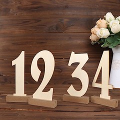 Natural 20 Wooden 6″ Table Numbers 1-20 Set Holder Base Party Events Decorations
