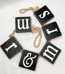 Mr & Mrs Wood Rope Photo Prop Sign Wedding Decorative Letters Black & White