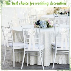 24 Set Wedding Aisle Decorations – Ribbon Bows & White Hydrangea Chair Decor for