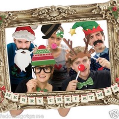 Photo Booth Props WIth Frame Christmas Theme Festive Holiday Party Fun